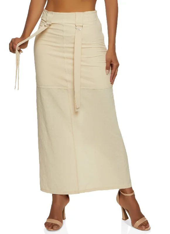 Linen Slit Maxi Skirt