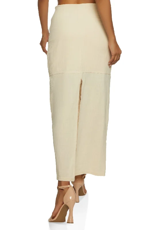 Linen Slit Maxi Skirt