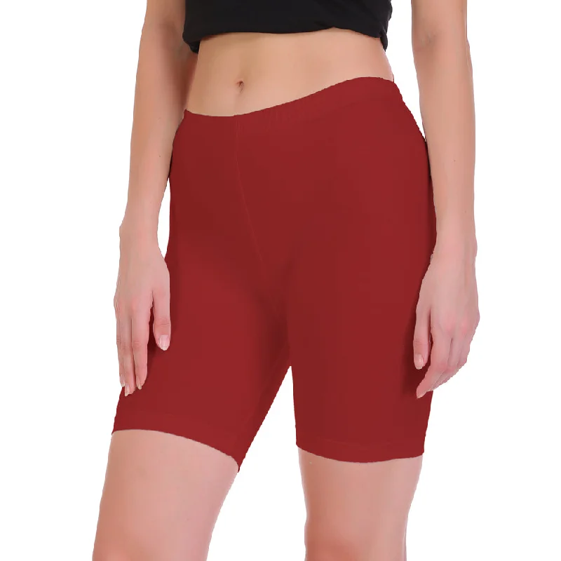 T.T. Pearl Women 100% Cotton Multipurpose Shorts Pack Of 2 Maroon & Skin