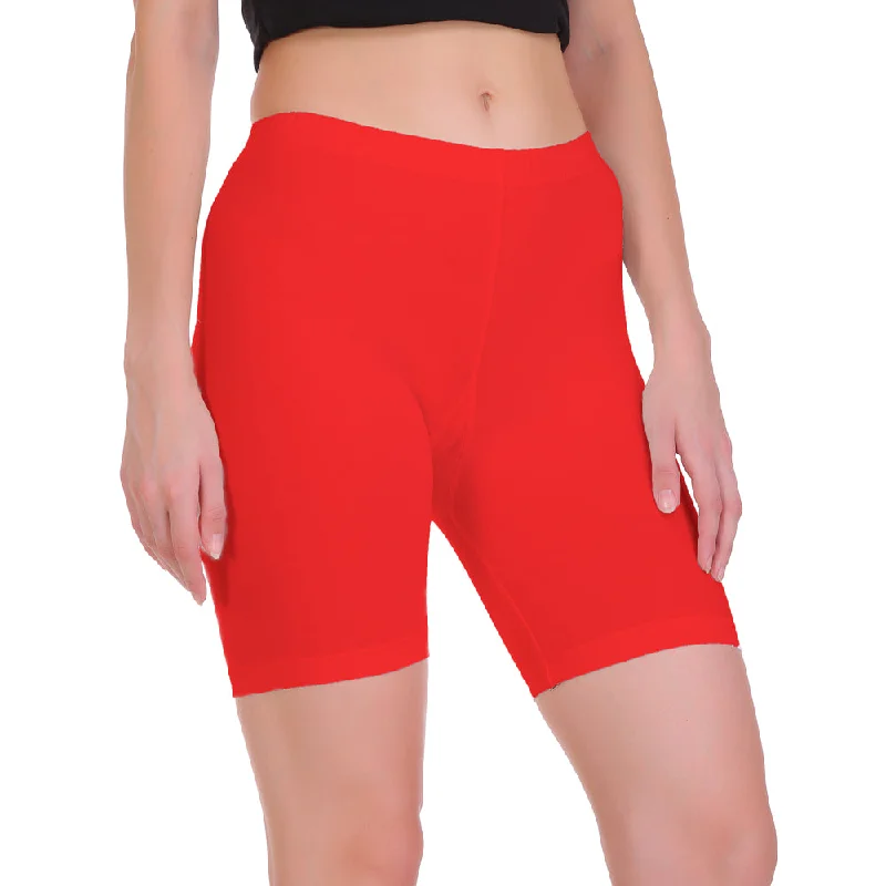 T.T. Pearl Women 100% Cotton Multipurpose Shorts Pack Of 2 Red & Black