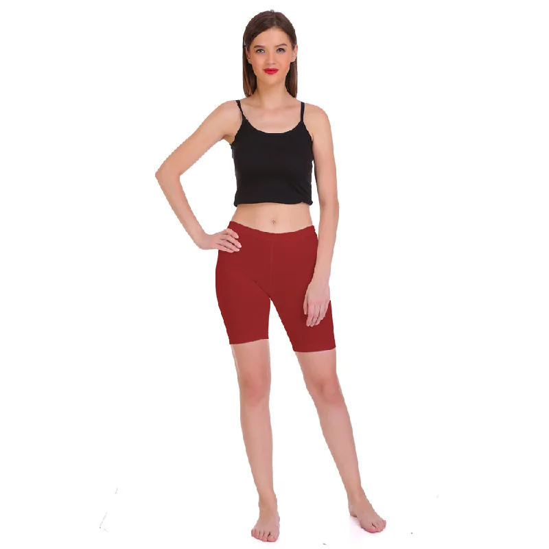 T.T. Women 100% Cotton Multipurpose Shorts Pack Of 3 Maroon Brown Black