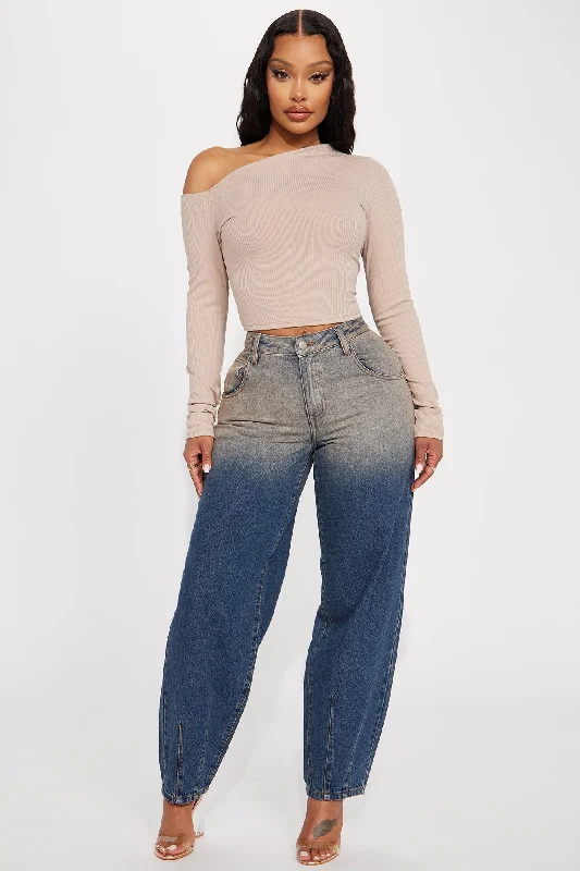 Done And Dusted Tinted Mom Jeans - Dark Wash