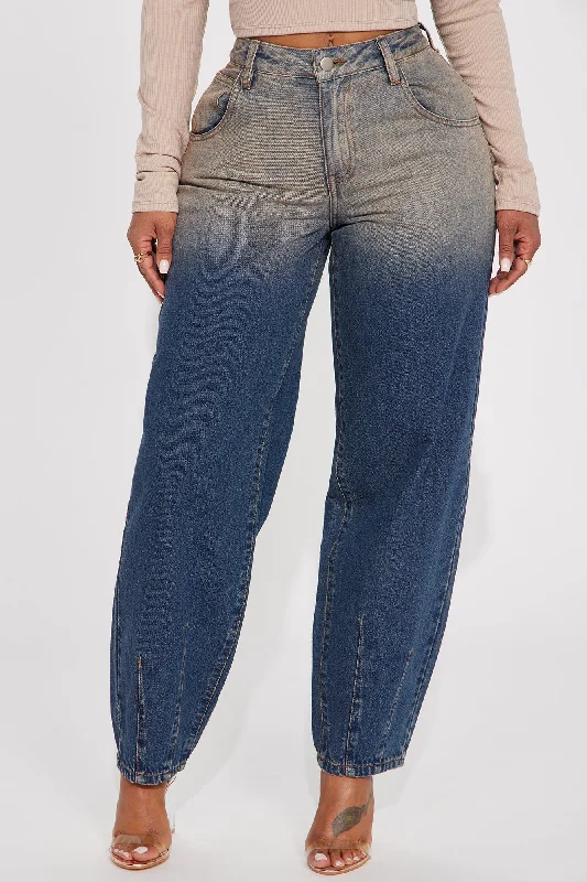 Done And Dusted Tinted Mom Jeans - Dark Wash