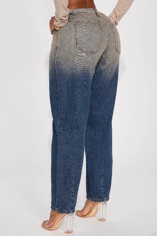 Done And Dusted Tinted Mom Jeans - Dark Wash