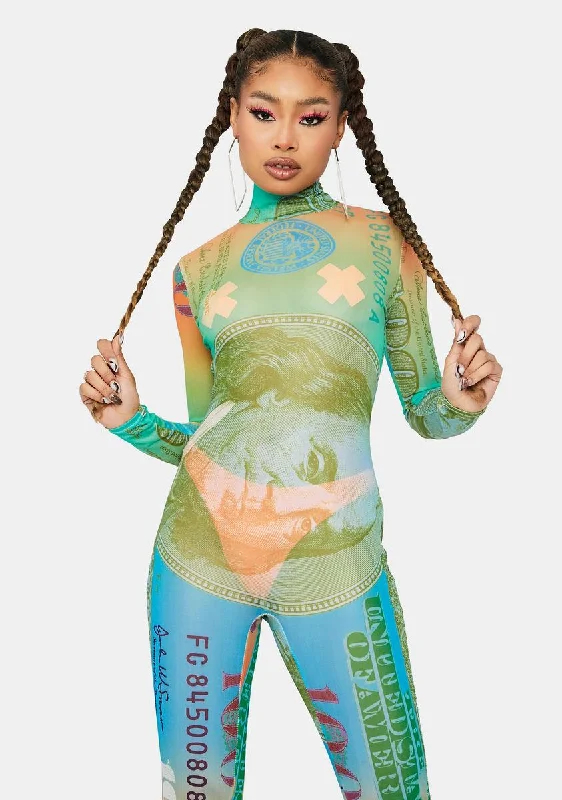 Dropping Dollars Long Sleeve Jumpsuit