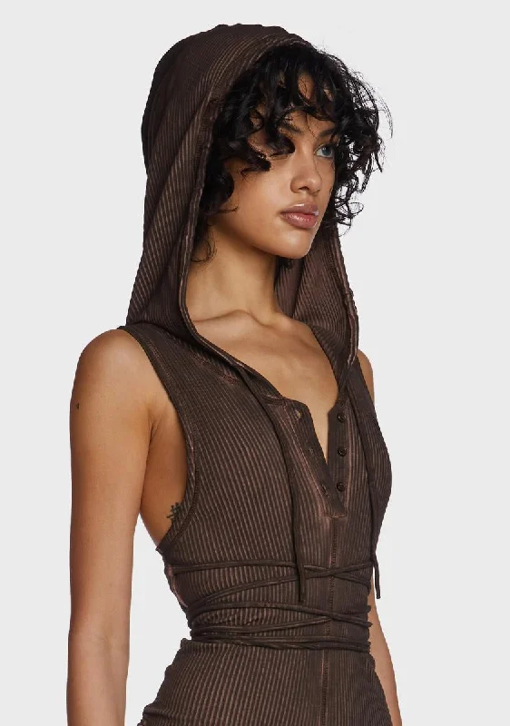 Echo Ribbed Hooded Romper