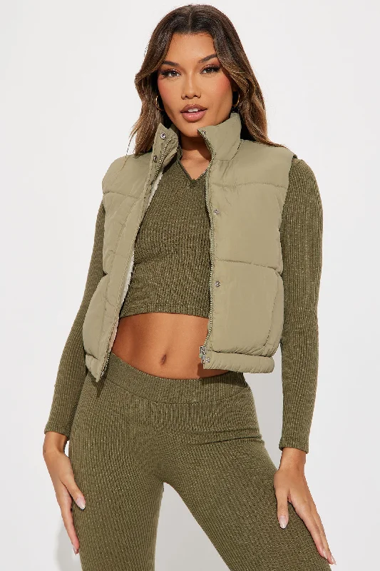 Glamping Sherpa Lined Vest - Sage