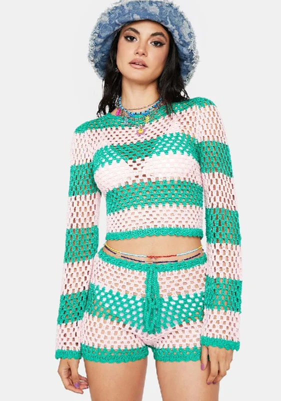 It's A Vibe Striped Crochet Set