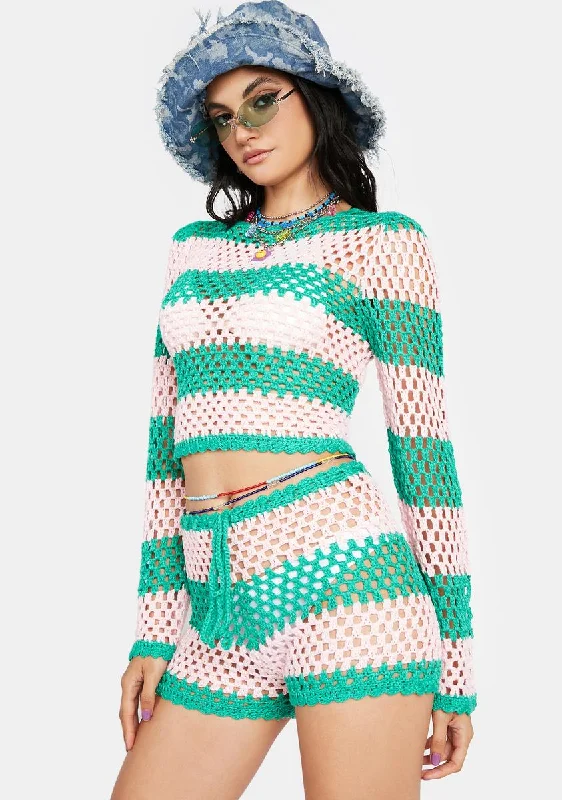 It's A Vibe Striped Crochet Set