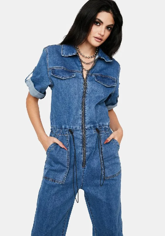 Learn The Rules Denim Jumpsuit