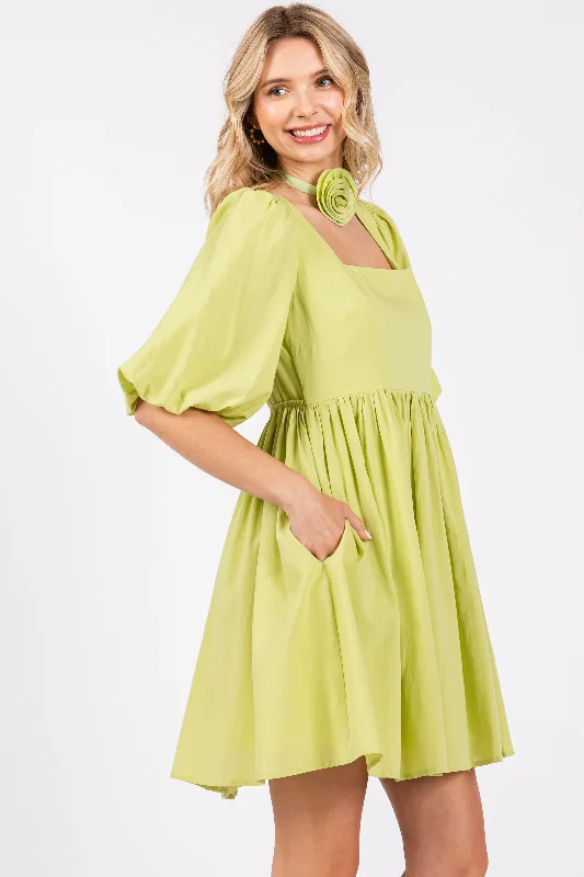 Lime Babydoll Mini Dress