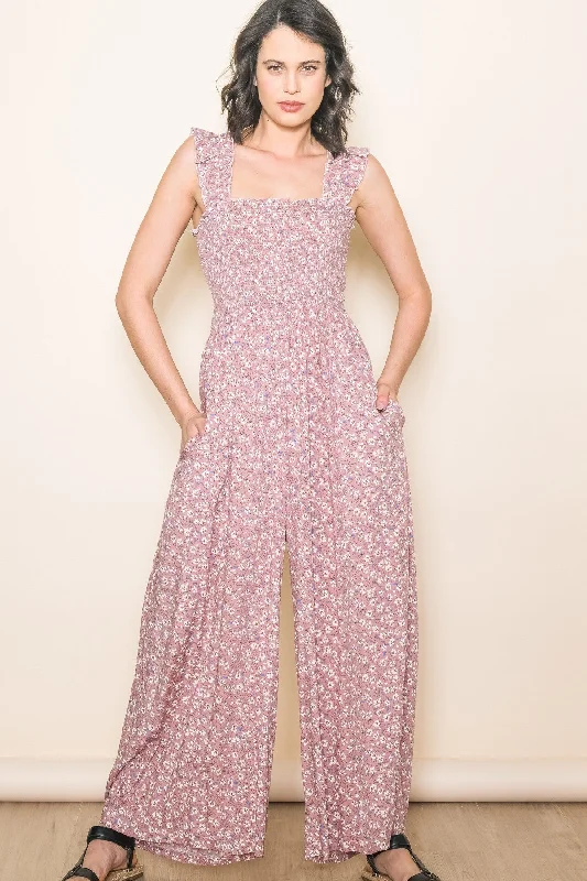 Mauve Floral Flowy Jumpsuit