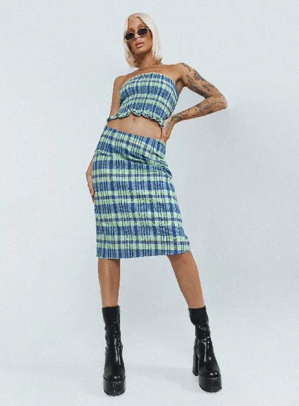 Motel Harriet Skirt Colourpop Check Blue