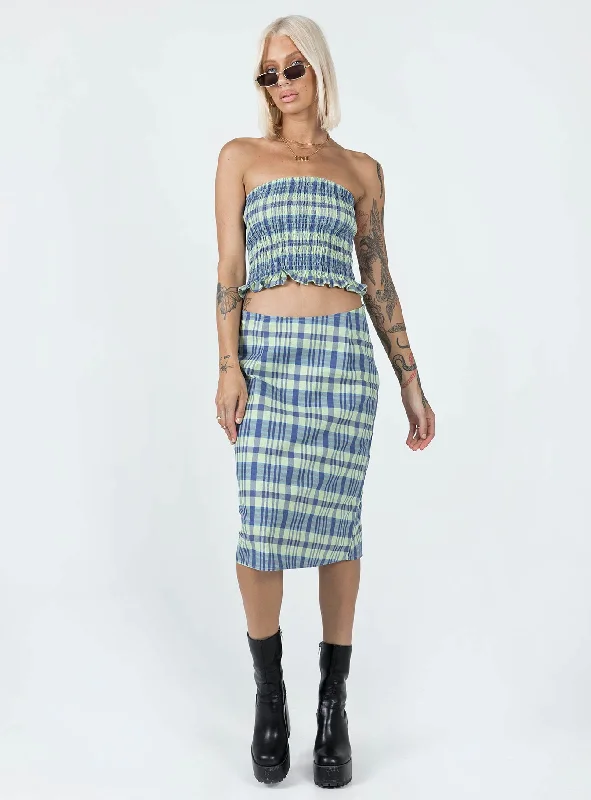 Motel Harriet Skirt Colourpop Check Blue