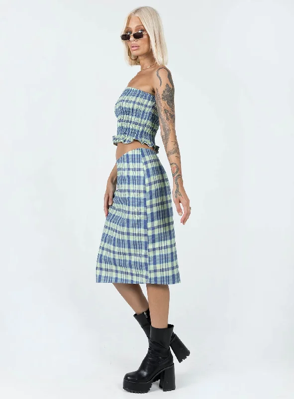 Motel Harriet Skirt Colourpop Check Blue