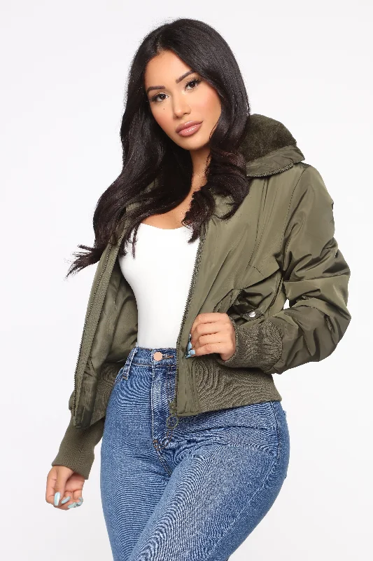 Nights In Denver Bomber Jacket - Olive