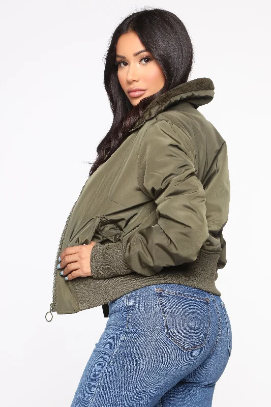 Nights In Denver Bomber Jacket - Olive