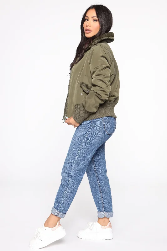 Nights In Denver Bomber Jacket - Olive