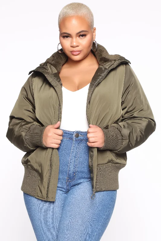 Nights In Denver Bomber Jacket - Olive