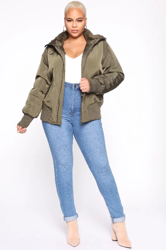 Nights In Denver Bomber Jacket - Olive