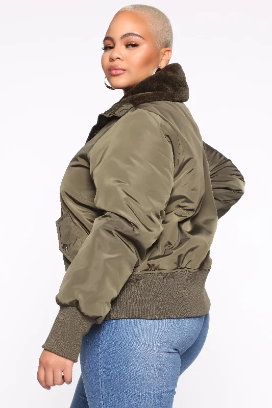 Nights In Denver Bomber Jacket - Olive