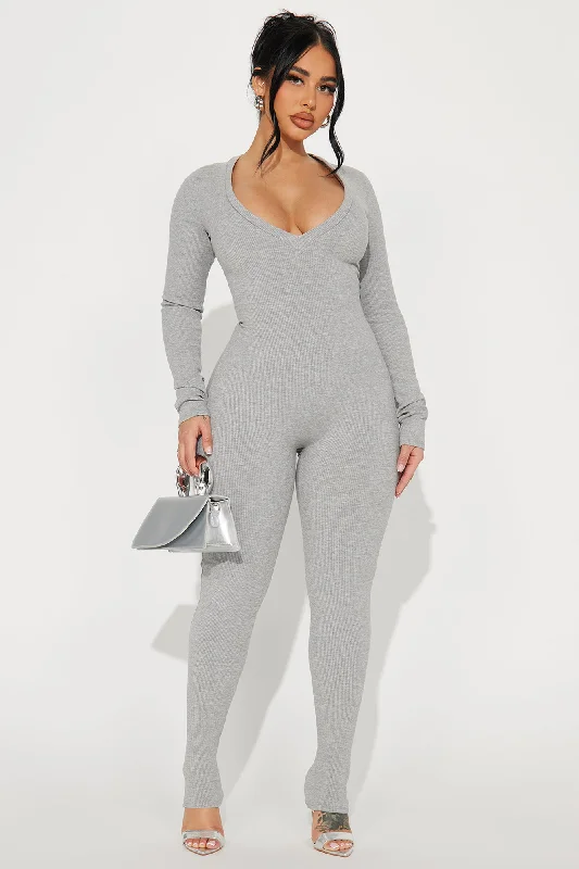 Raven Snatched Jumpsuit - Heather Grey