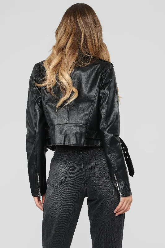 Remind Me Later Faux Leather Jacket - Black