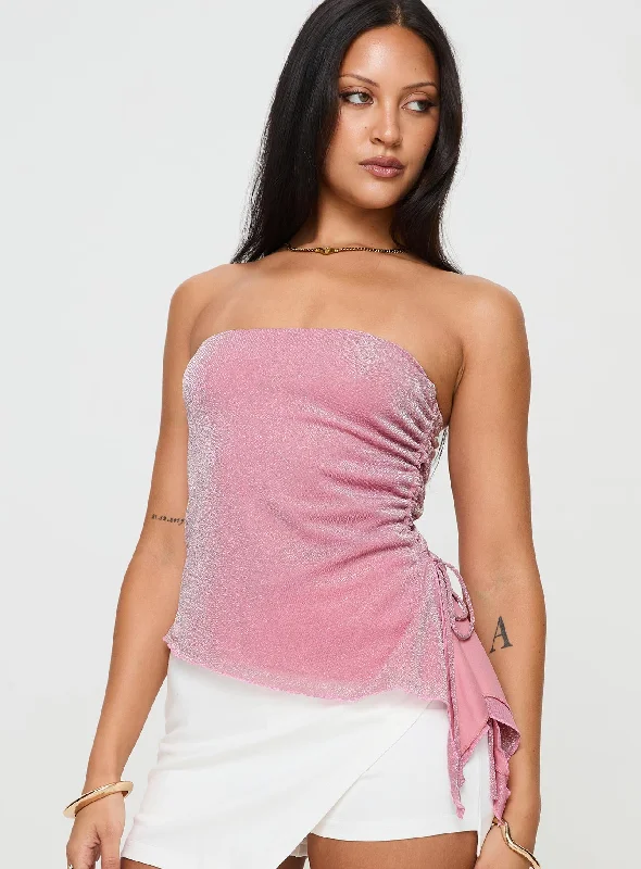 Royal Rose Strapless Top Pink