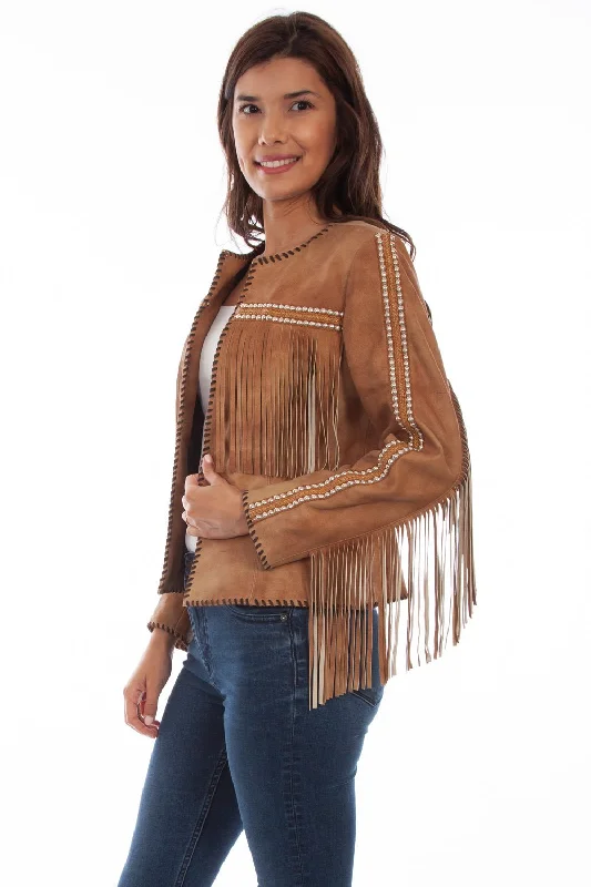 Scully Womens Buckskin Leather Whip Stitch Stud Jacket