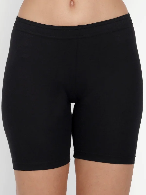 T.T. Cool Women Cotton Spandex Multipurpose Short Pack Of 2 Black