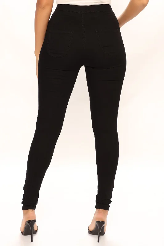 Tall Super High Waist Denim Skinnies - Black