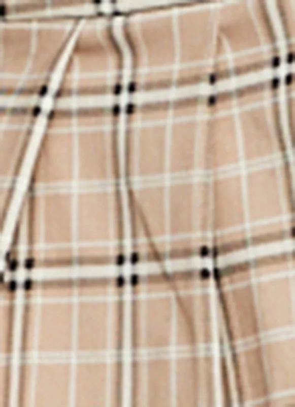 Plaid Buckle Detail Pleated Skort