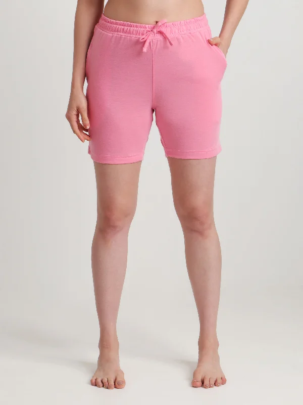 T.T. Women Regular Fit Poly Jersey Solid Short -Pink