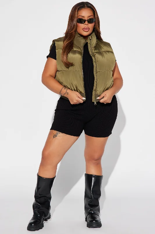 Winter Date Puffer Vest - Olive