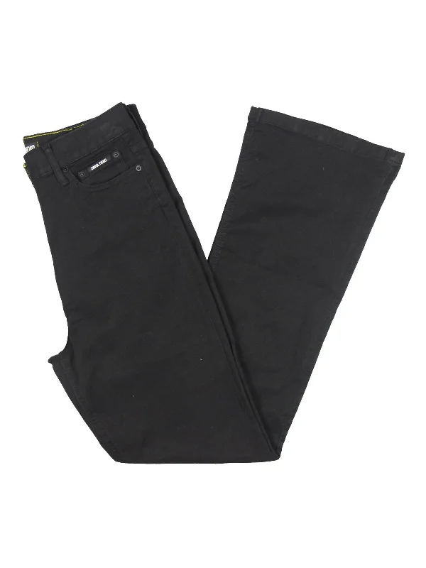 Womens High Rise Solid Flare Jeans