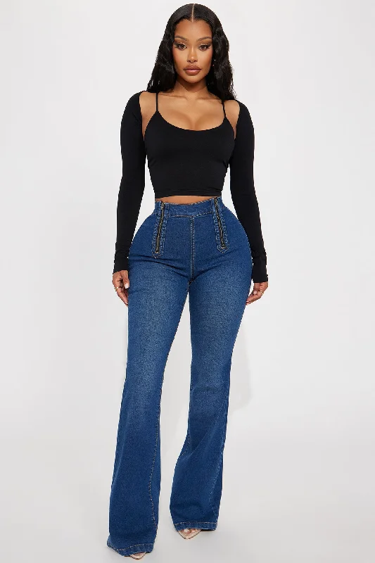 Zip It Stretch Bootcut Jeans - Dark Wash