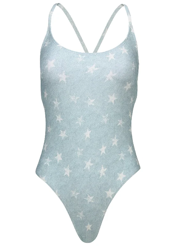 Denim tie back one-piece - Denim Star