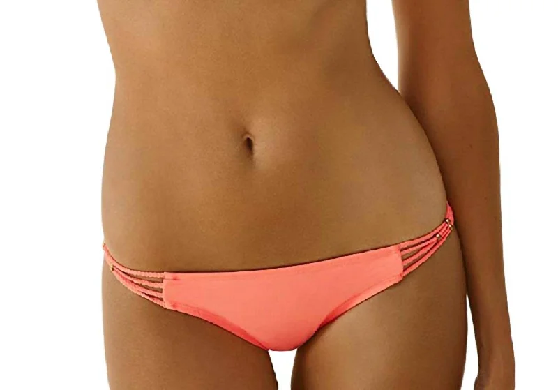 Women's Braided Side Strap Full Bikini Bottom In Pink