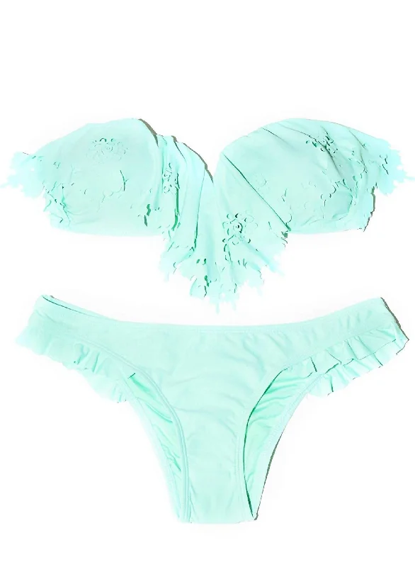 Women's Caribbean Sea Ruffle Full Cut Bikini Bottom Swimsuit In Mint