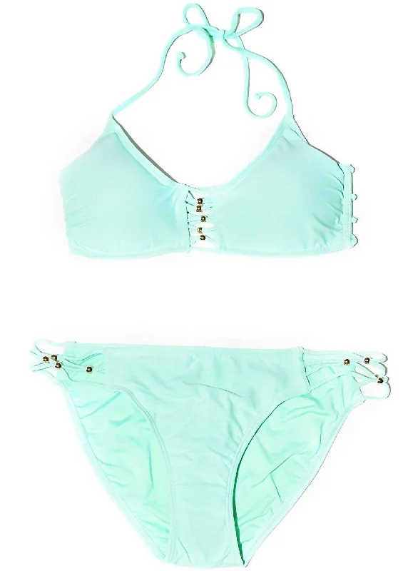 Women's Caribbean Sea Tab Side Bikini Bottom Swimsuit In Mint