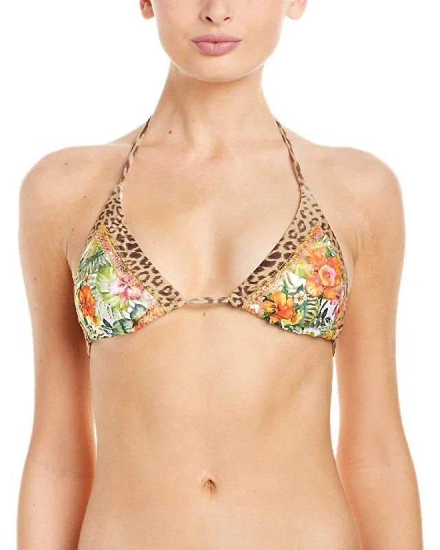 Women's Embroidered Mix Up Triangle Cup Bikini Top Swimsuit In Aloha