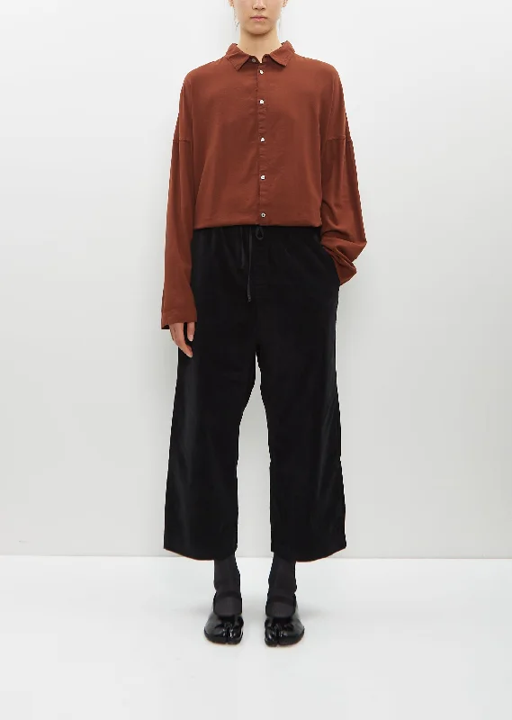 Velvet Wide & Short Trouser — Black