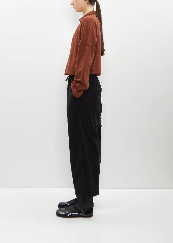 Velvet Wide & Short Trouser — Black