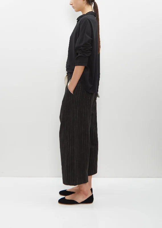 Pinstriped Wide & Short Trousers