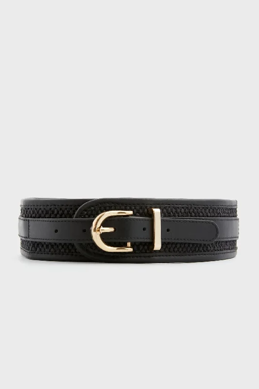 Black Raffia Waist Belt