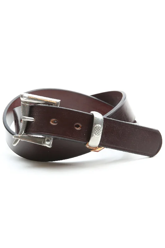 Faizey Leather 1.25"" Quick Release Pewter Buckel Belt - Chestnut