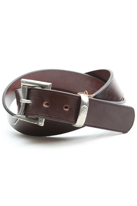 Faizey Leather 1.5"" Quick Release Pewter Buckel Belt - Chestnut