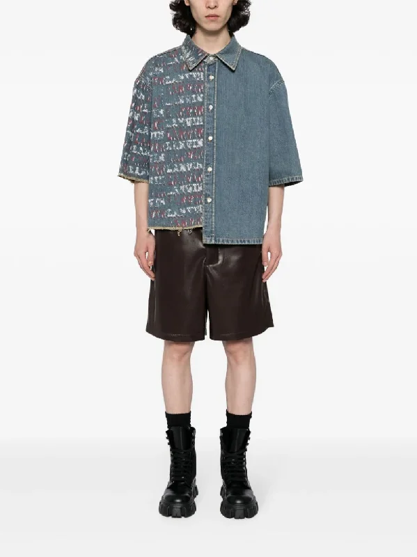 LANVIN Future Men Short Sleeve Asymmetric Crop Shirt