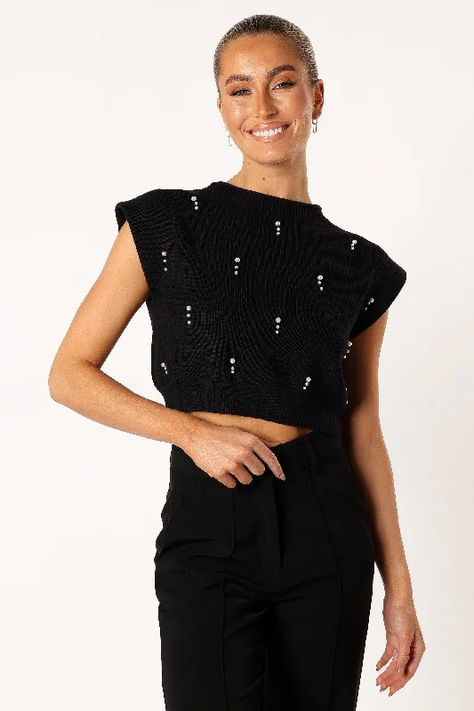 Malani Beaded Top - Black