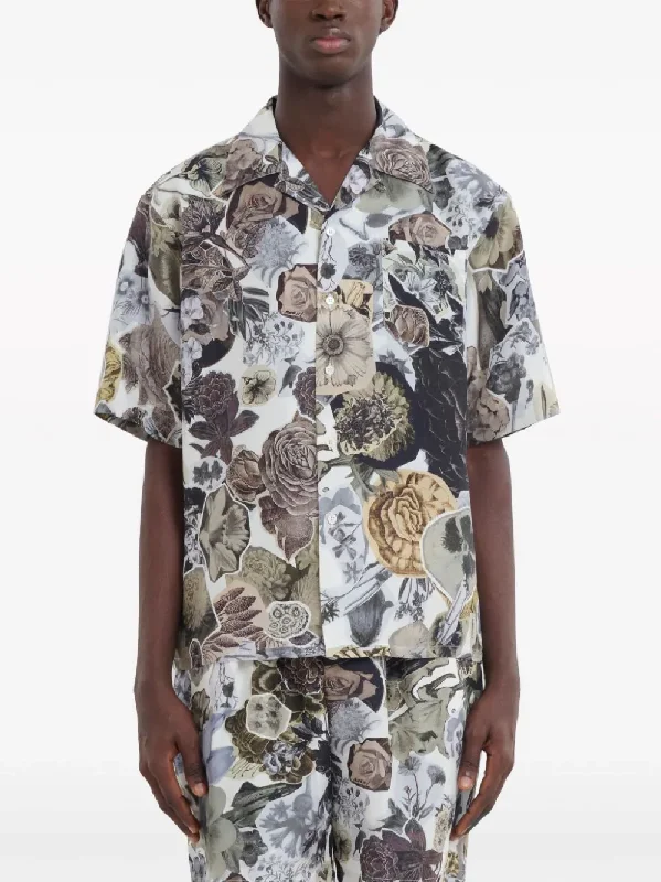 MARNI Men Floral Silk Short Sleeve Shirt